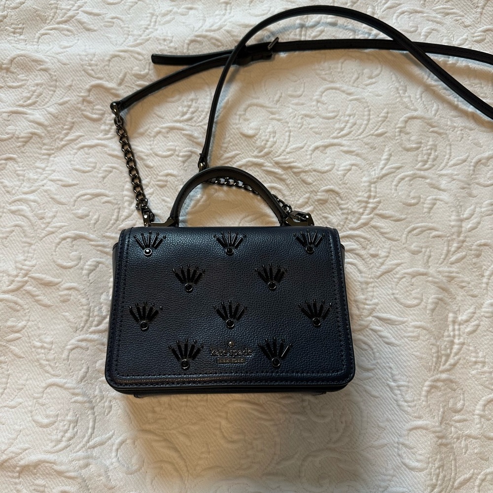 Kate Spade Midnight Blue Mini Crossbody Bag with Embellishments